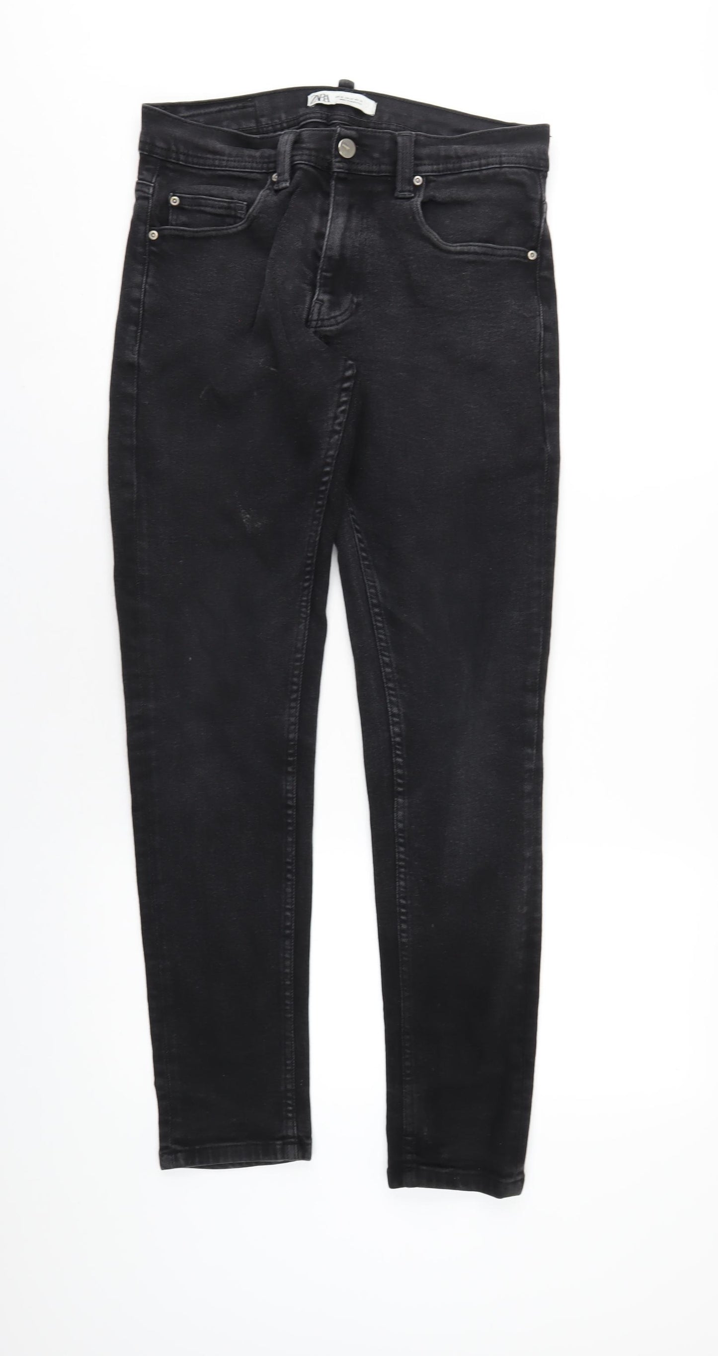 Zara Womens Black Cotton Skinny Jeans Size 10 L31 in Regular Zip