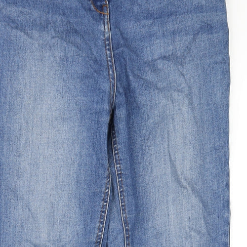 Papaya Womens Blue Cotton Skinny Jeans Size 12 L30 in Regular Zip