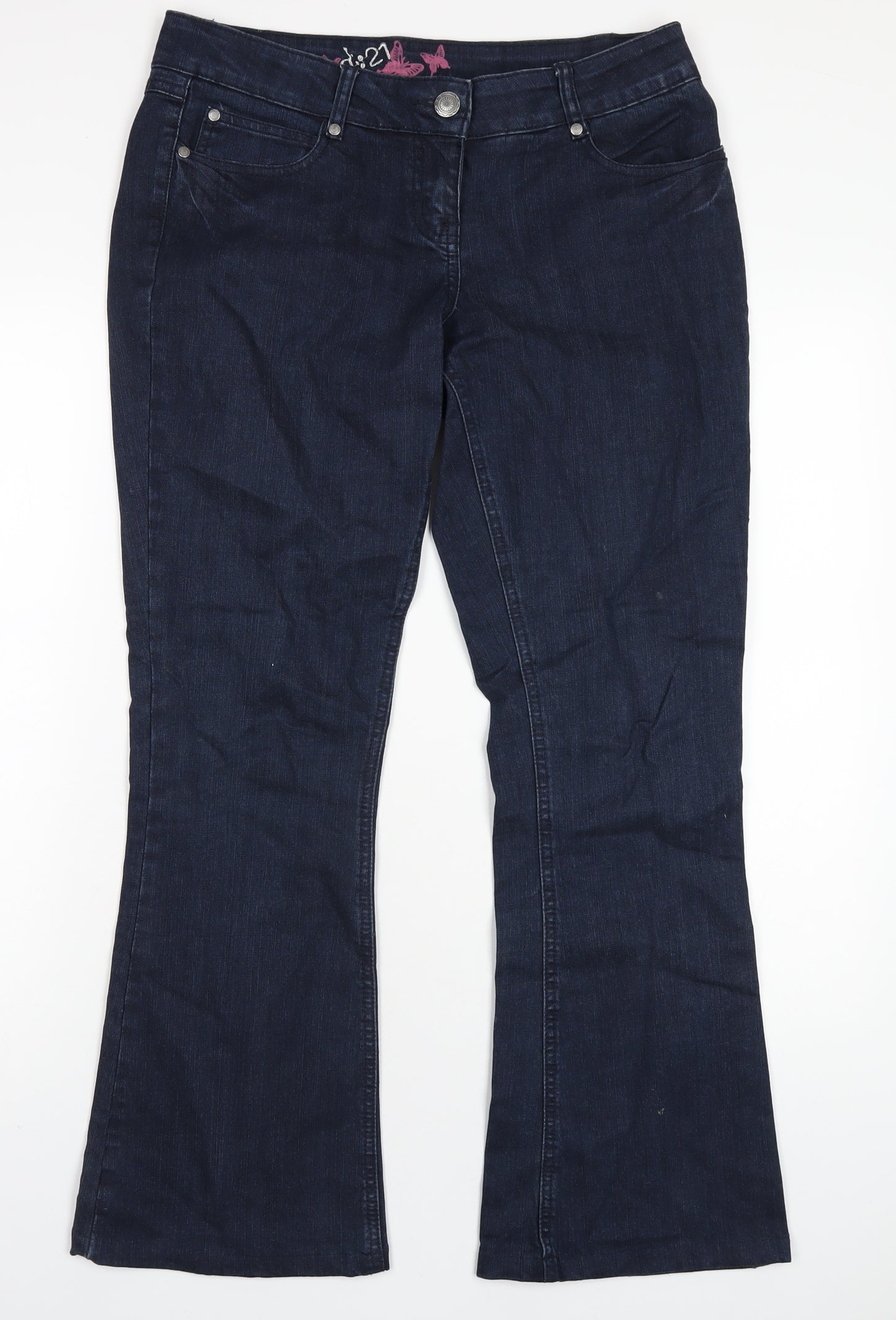 George Womens Blue Cotton Bootcut Jeans Size 12 L31 in Regular Zip