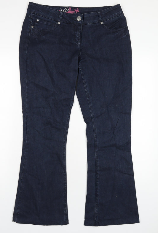 George Womens Blue Cotton Bootcut Jeans Size 12 L31 in Regular Zip