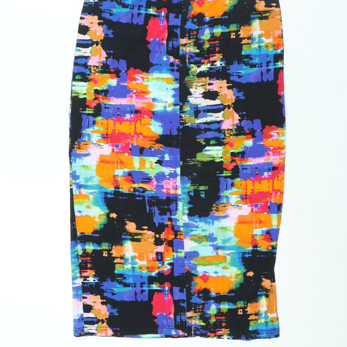 Topshop Womens Multicoloured Geometric Viscose Bandage Skirt Size 14