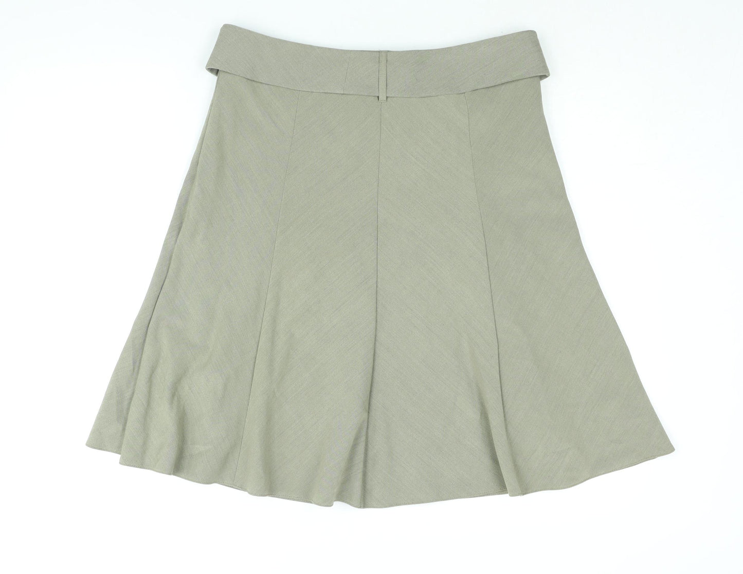 Marks and Spencer Womens Beige Polyester A-Line Skirt Size 14 Zip - Belted