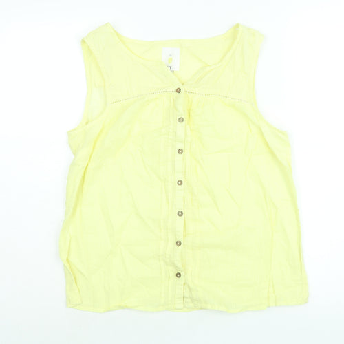 MANTARAY PRODUCTS Womens Yellow Cotton Camisole Blouse Size 14 V-Neck