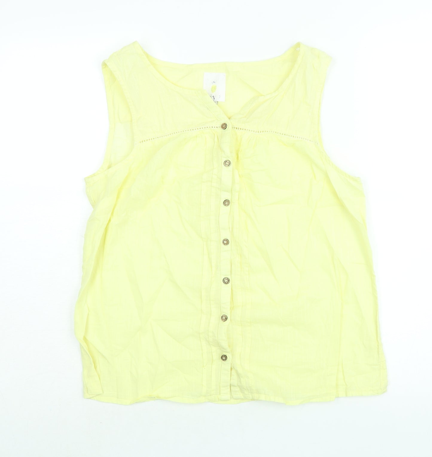 MANTARAY PRODUCTS Womens Yellow Cotton Camisole Blouse Size 14 V-Neck