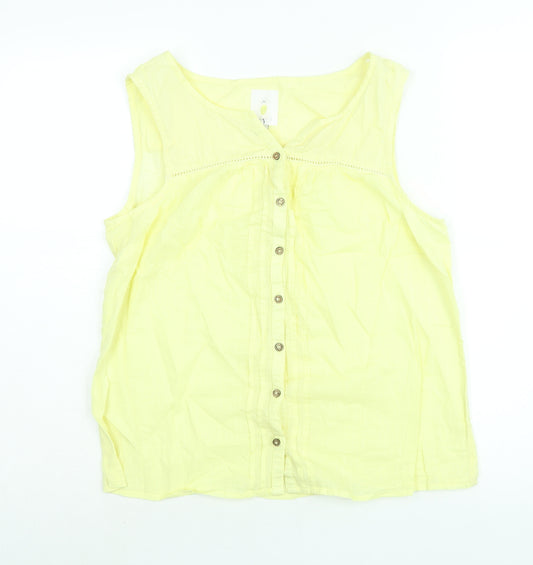 MANTARAY PRODUCTS Womens Yellow Cotton Camisole Blouse Size 14 V-Neck