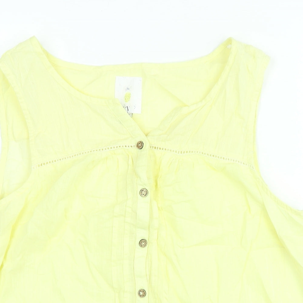 MANTARAY PRODUCTS Womens Yellow Cotton Camisole Blouse Size 14 V-Neck