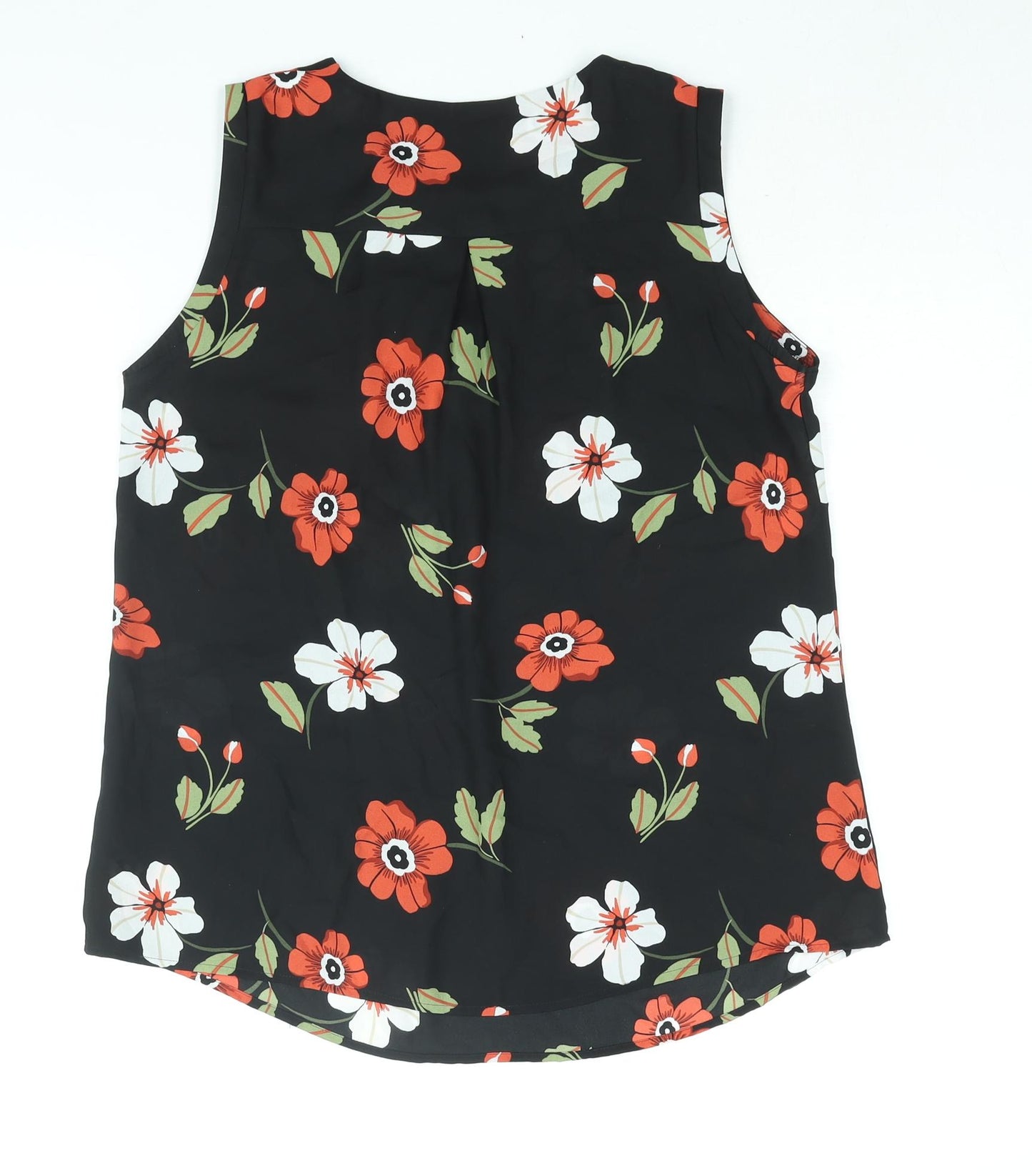 Marks and Spencer Womens Black Floral Polyester Camisole Blouse Size 10 Round Neck