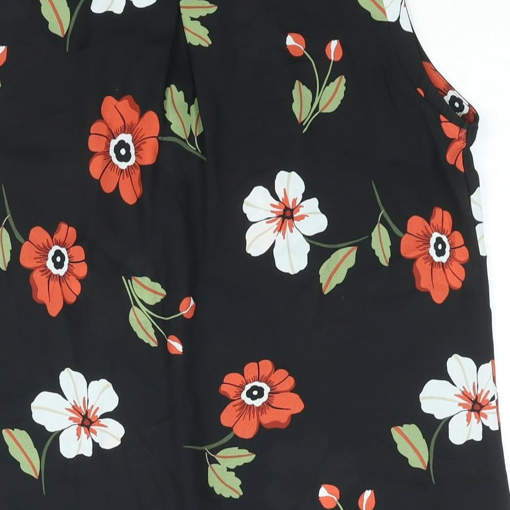 Marks and Spencer Womens Black Floral Polyester Camisole Blouse Size 10 Round Neck