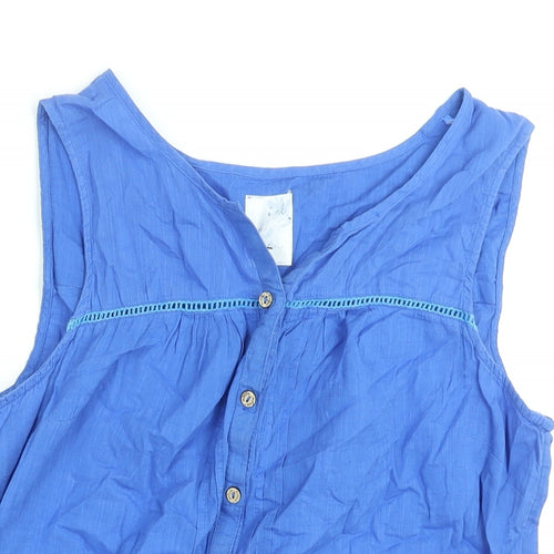 MANTARAY PRODUCTS Womens Blue Polyester Camisole Blouse Size 14 V-Neck