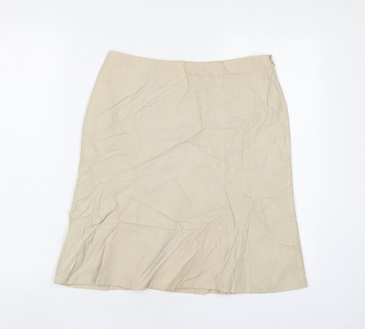 NEXT Womens Beige Cotton A-Line Skirt Size 8 Zip