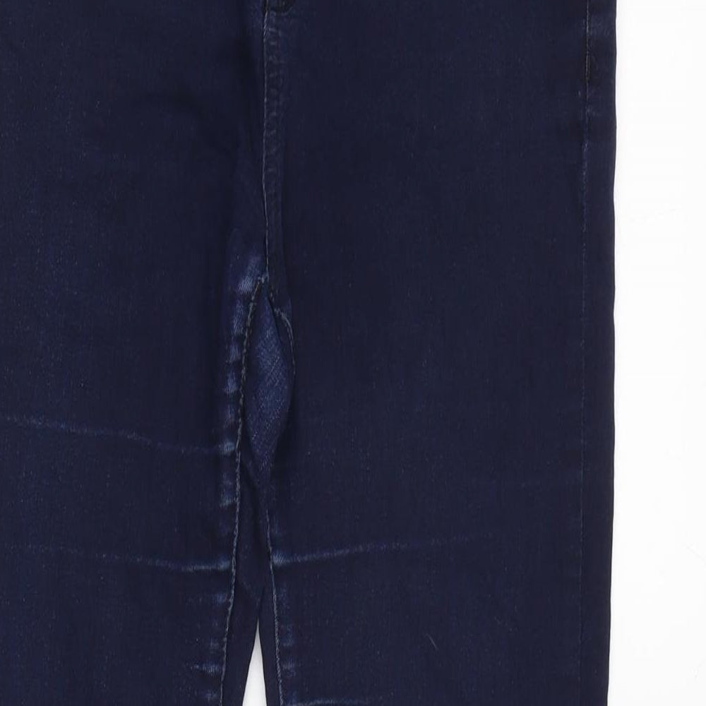 Marks and Spencer Womens Blue Cotton Blend Tapered Jeans Size 10 L28 in Regular Zip - zips to legs .