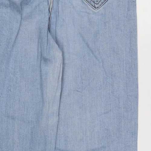 Marks and Spencer Womens Blue Cotton Blend Mom Jeans Size 12 L26 in Regular Zip