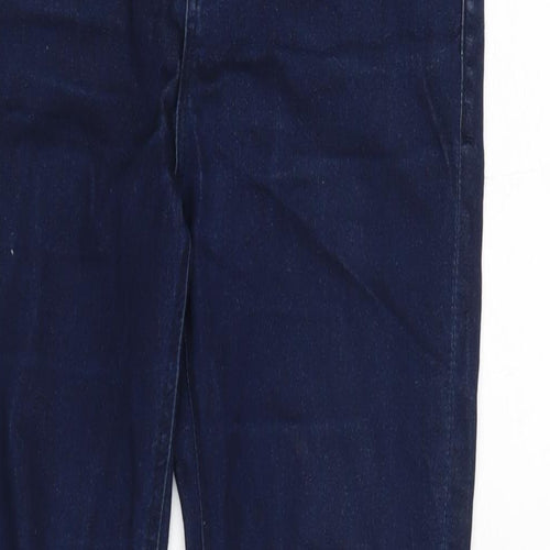 Denim & Co. Womens Blue Cotton Blend Straight Jeans Size 12 L27 in Regular Zip - Zips bottom of legs.