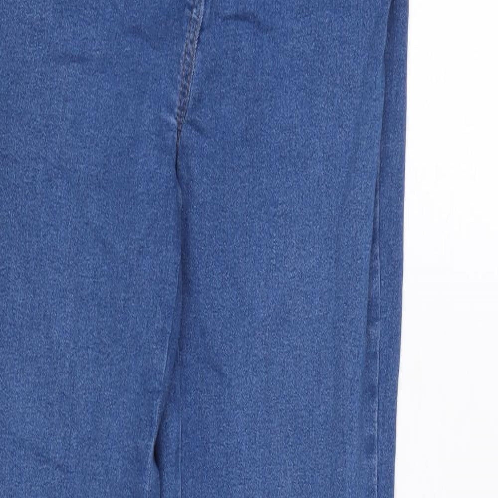 Bonmarché Womens Blue Cotton Blend Straight Jeans Size 10 L28.5 in Regular Zip - Raw Hem