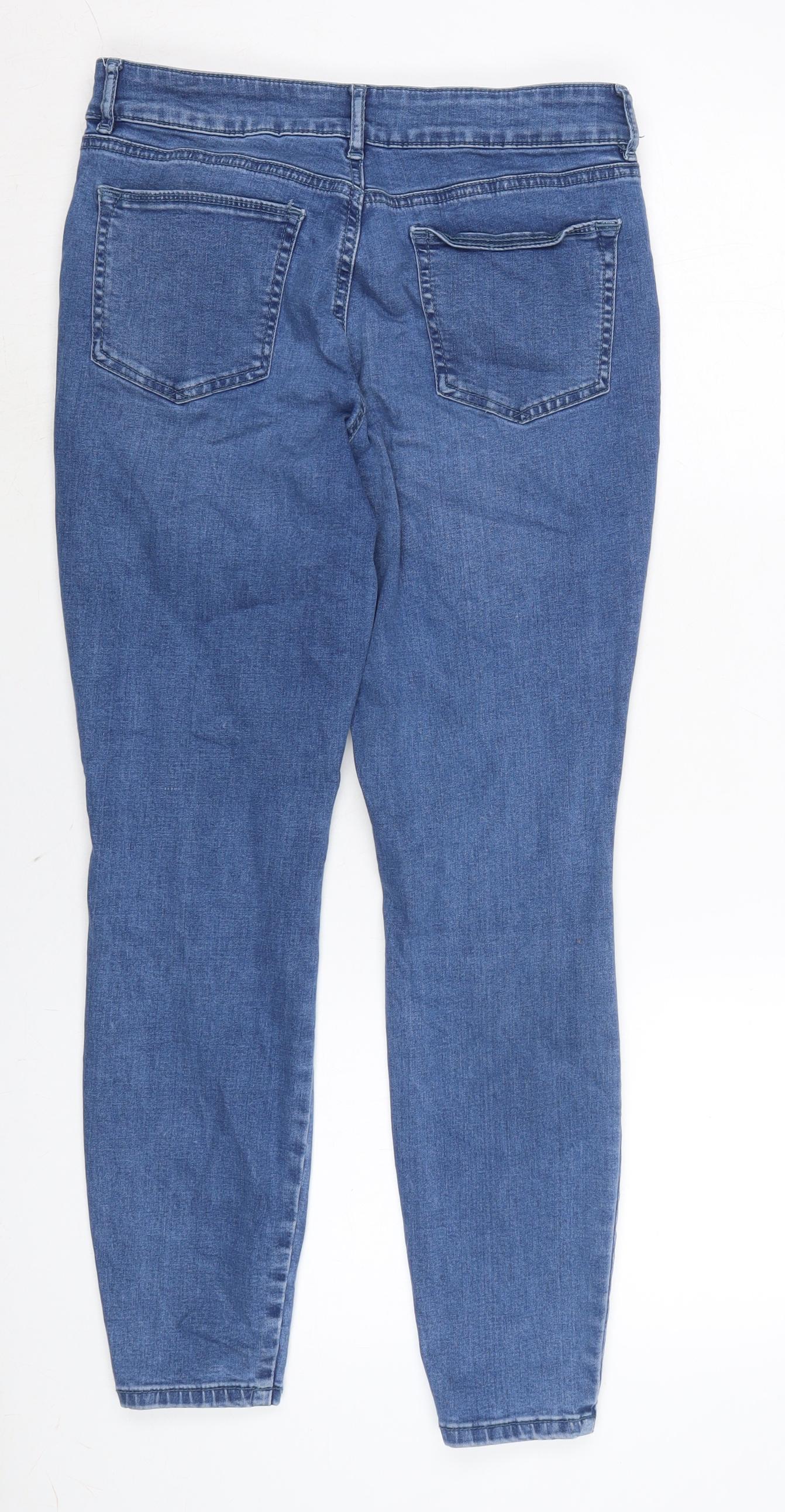 TU Womens Blue Cotton Blend Skinny Jeans Size 12 L27 in Regular Zip