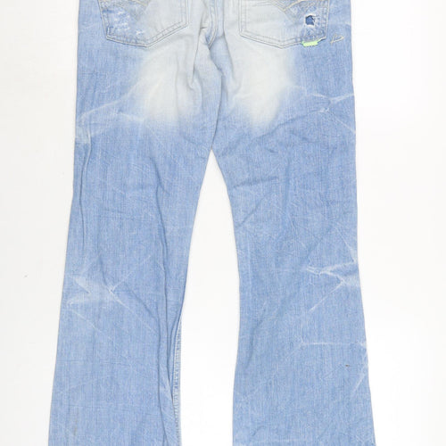 River Island Womens Blue Cotton Flared Jeans Size 10 L29 in Regular Zip