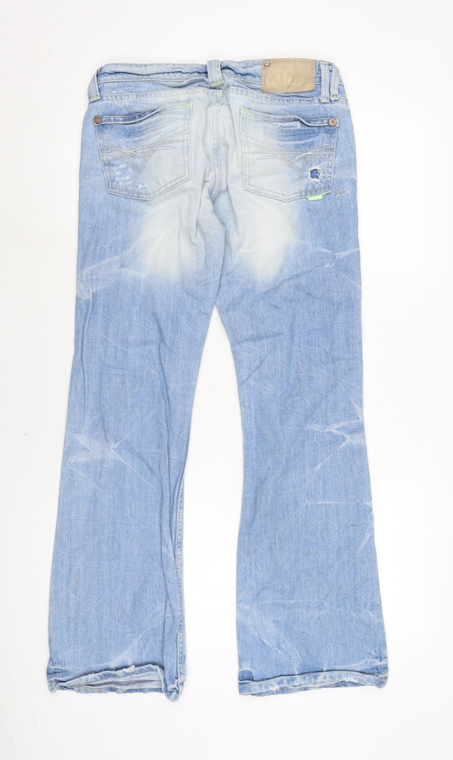 River Island Womens Blue Cotton Flared Jeans Size 10 L29 in Regular Zip