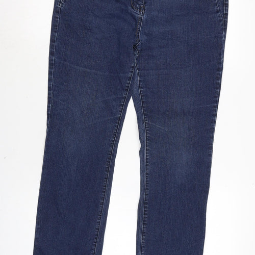 TU Womens Blue Cotton Blend Bootcut Jeans Size 10 L27.5 in Regular Zip