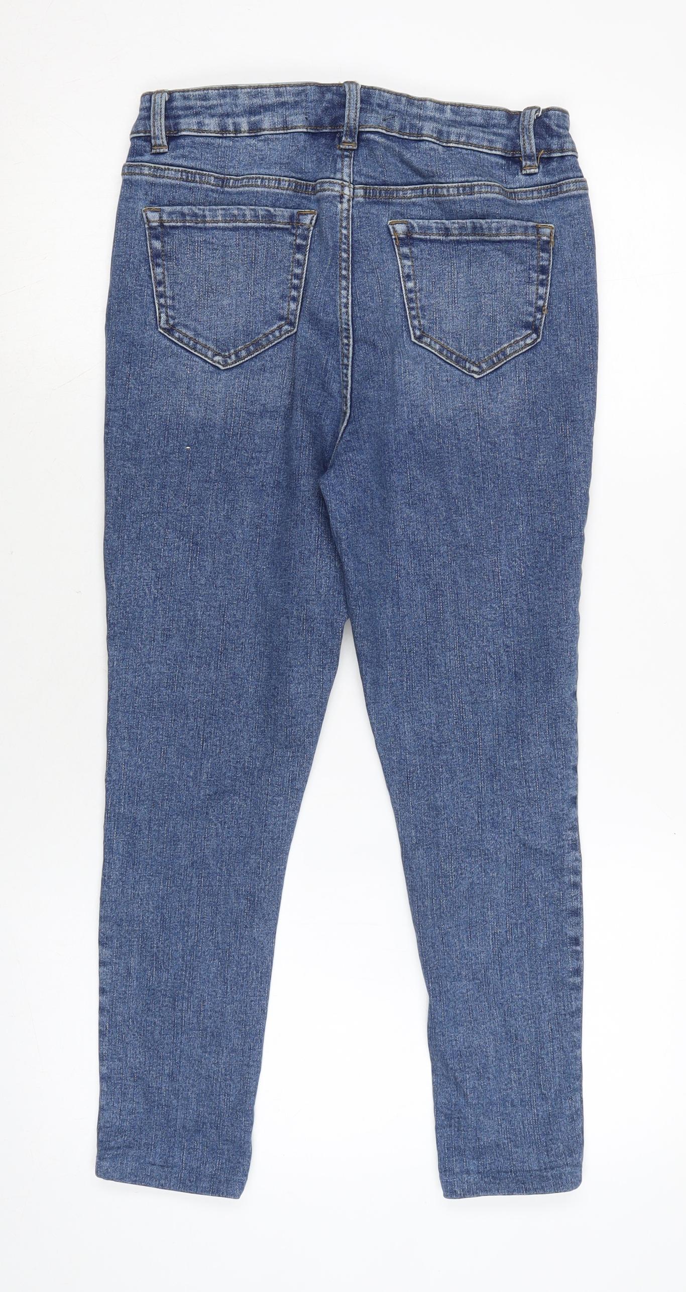 George Womens Blue Cotton Blend Tapered Jeans Size 10 L24 in Regular Zip