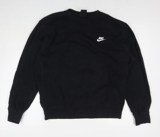 Nike Womens Black Cotton Pullover Sweatshirt Size M Pullover