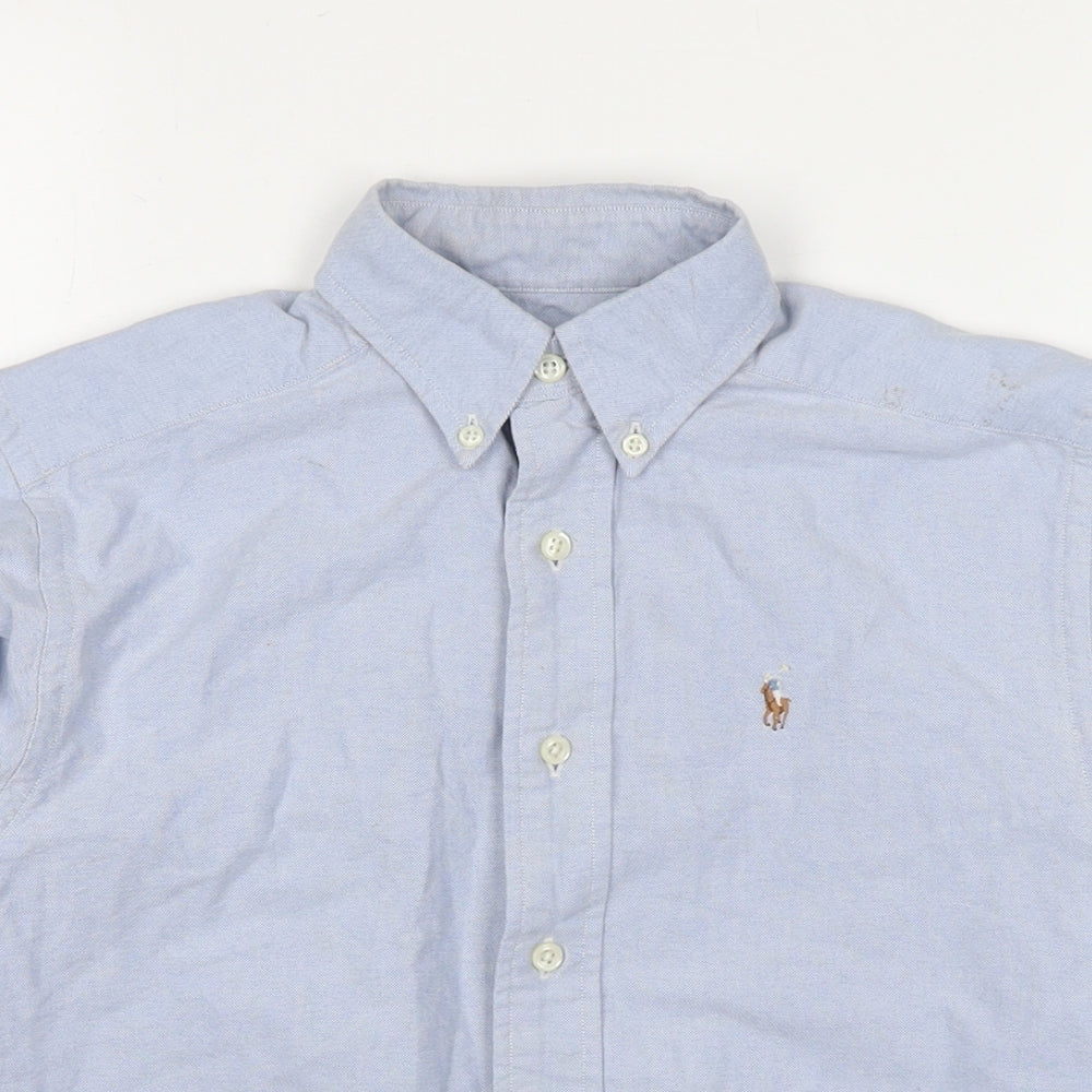 Polo Ralph Lauren Boys Blue Cotton Basic Button-Up Size 12 Years Collared Button