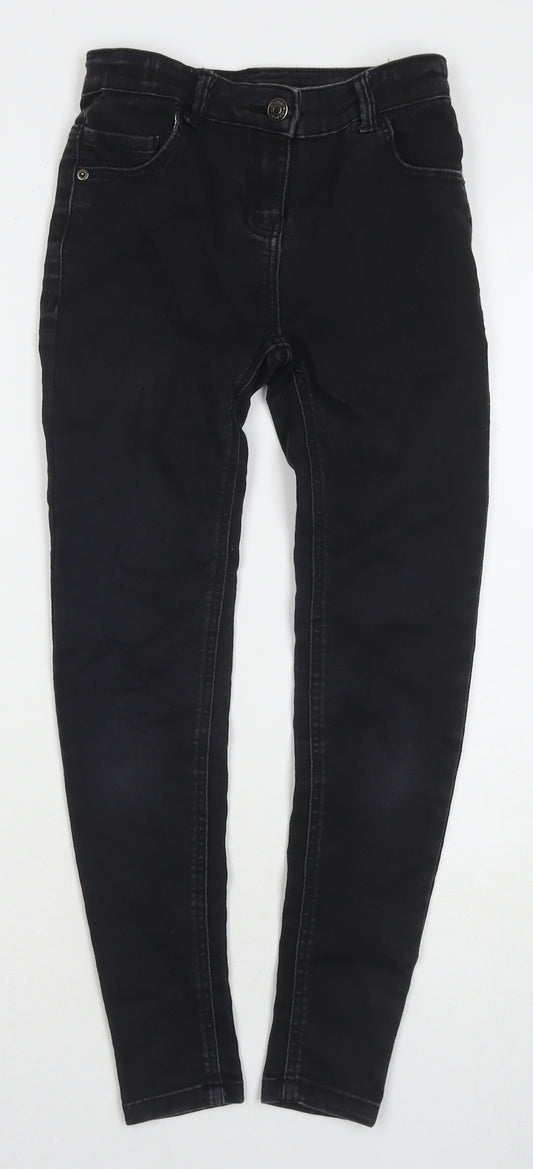 TU Girls Black Cotton Skinny Jeans Size 10 Years L24 in Regular Zip