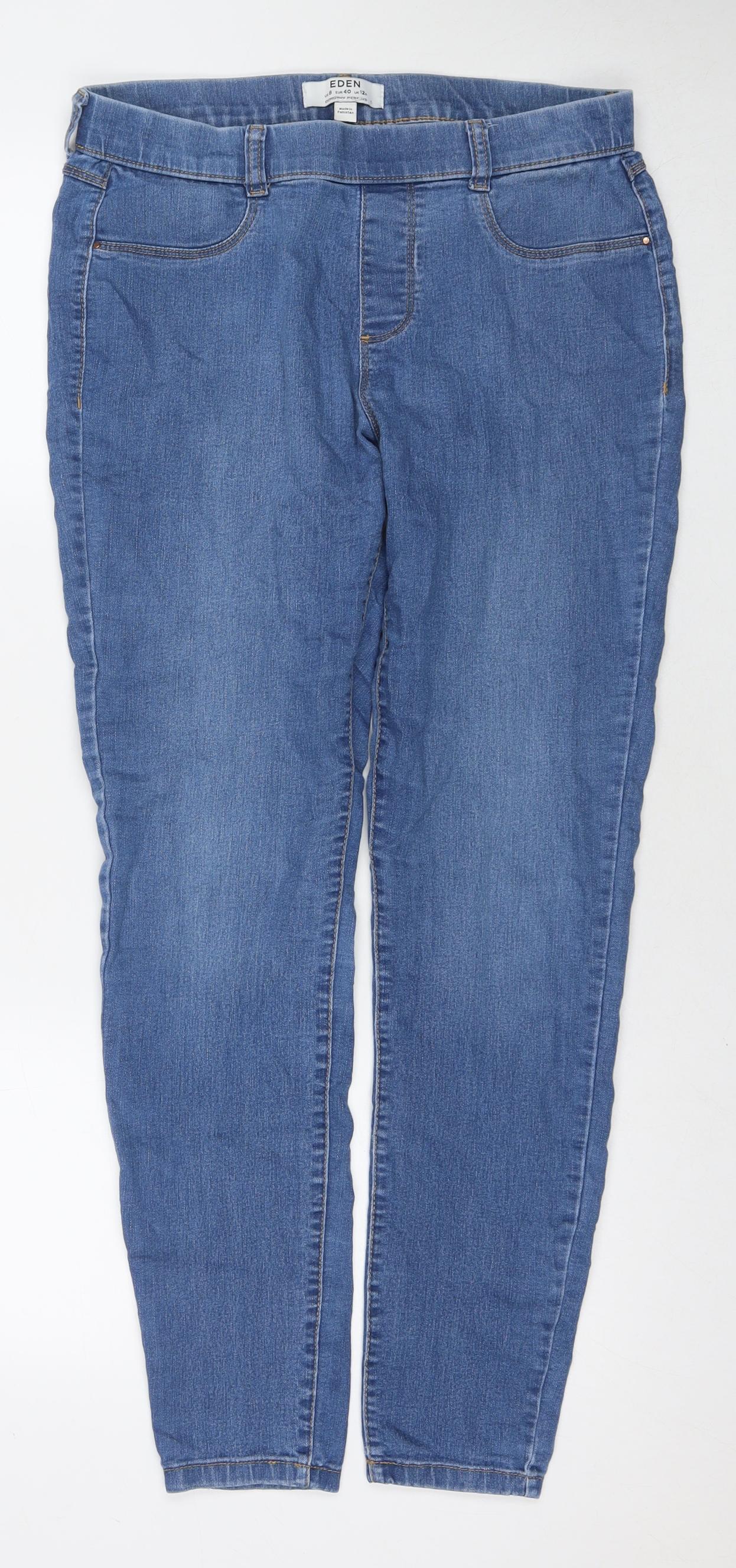 Eden Womens Blue Cotton Jegging Jeans Size 12 L29 in Regular Zip