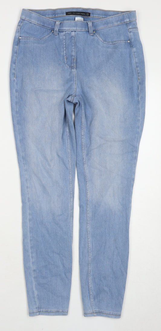 NEXT Womens Blue Cotton Skinny Jeans Size 10 L26 in Regular Zip