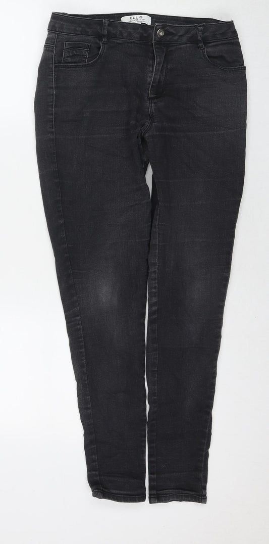 Dorothy Perkins Womens Black Cotton Skinny Jeans Size 10 L28 in Regular Zip