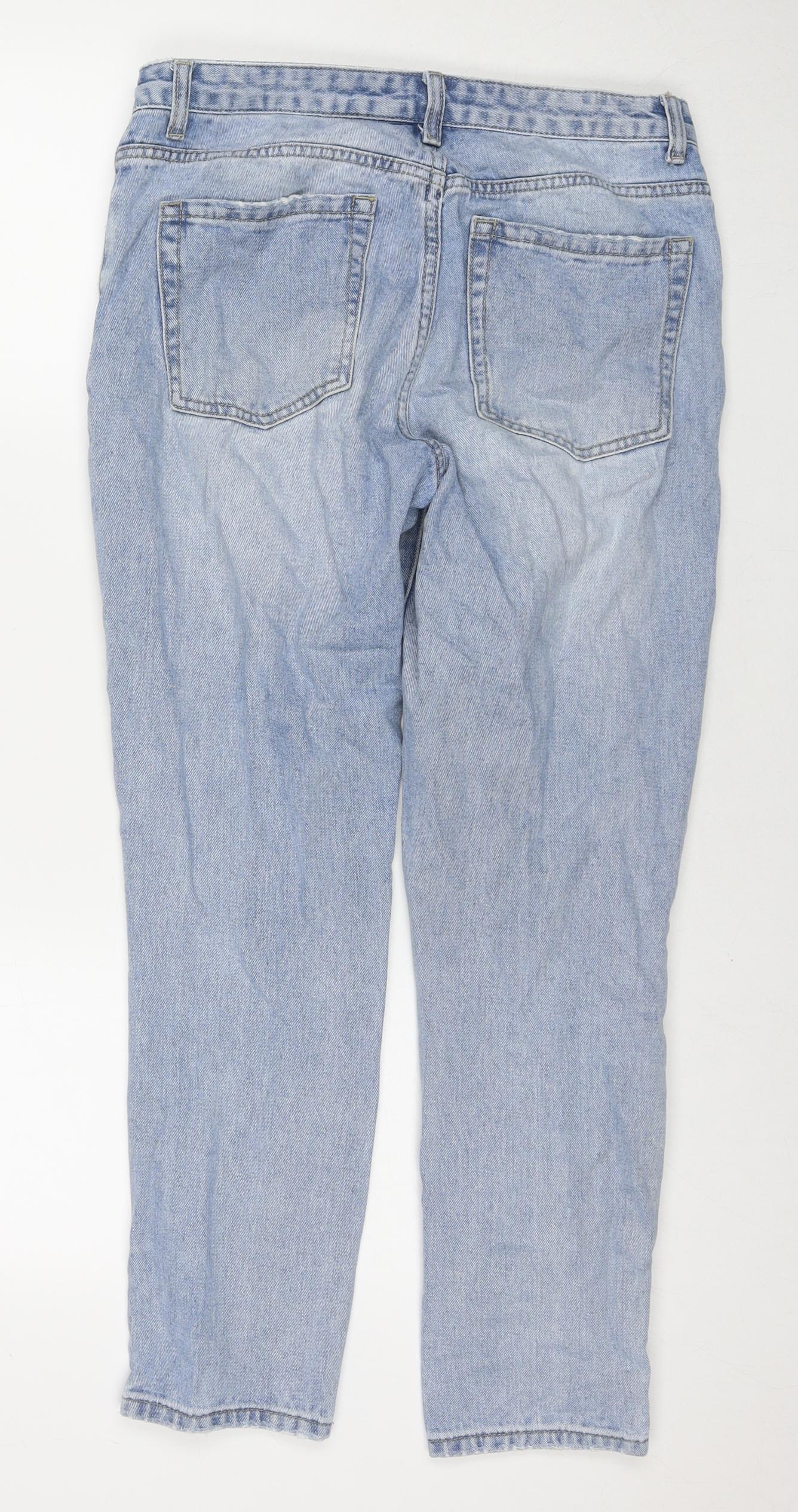 Redial Womens Blue Cotton Straight Jeans Size 10 L25 in Regular Zip