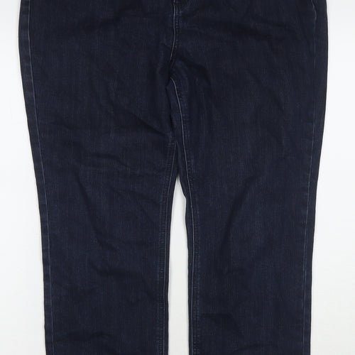 Denim & Co. Womens Blue Cotton Straight Jeans Size 10 L26 in Regular Zip