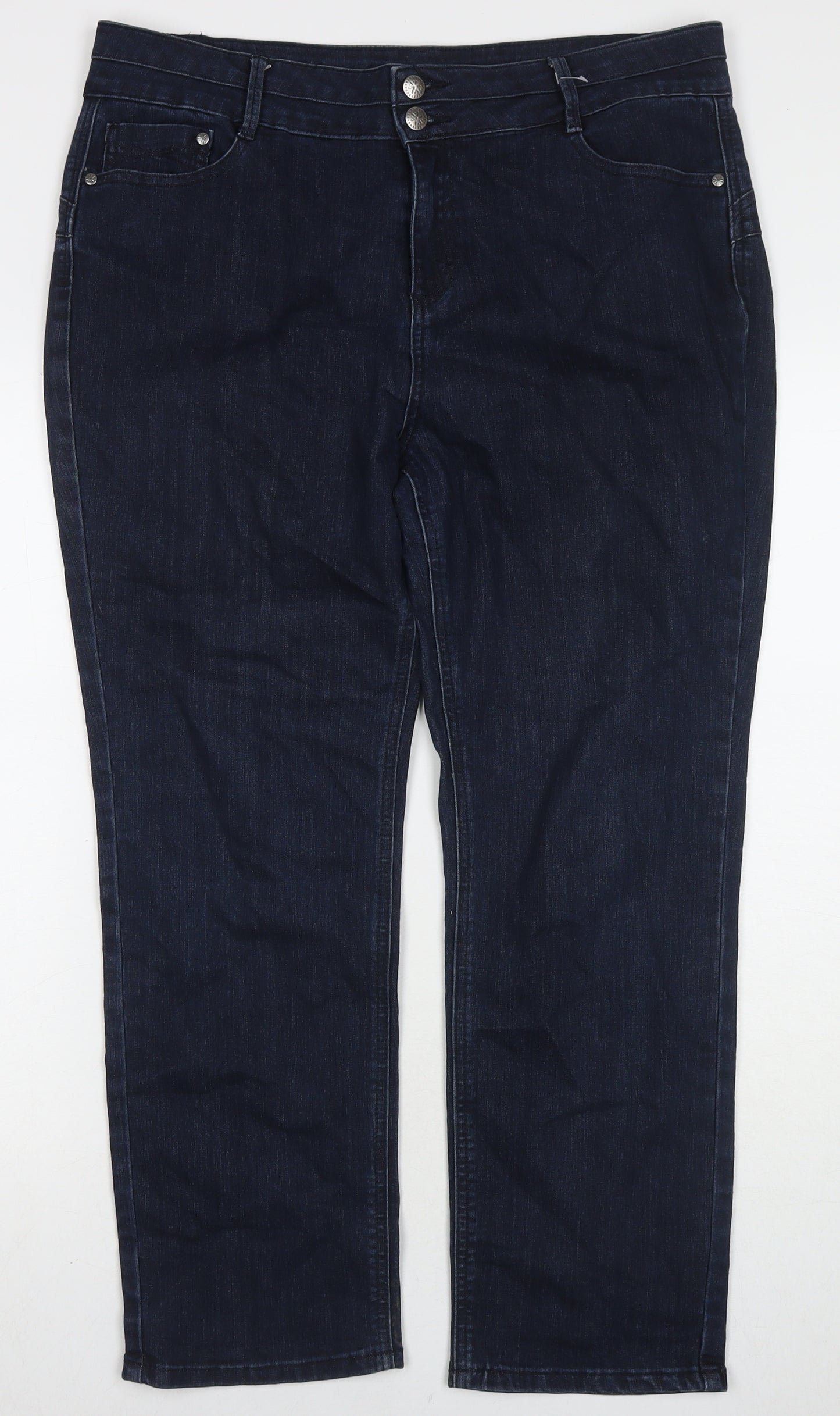 Denim & Co. Womens Blue Cotton Straight Jeans Size 10 L26 in Regular Zip