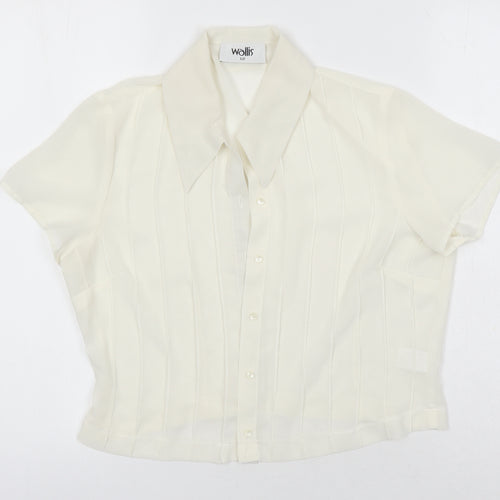 Wallis Womens Ivory Polyester Basic Blouse Size 12 Collared