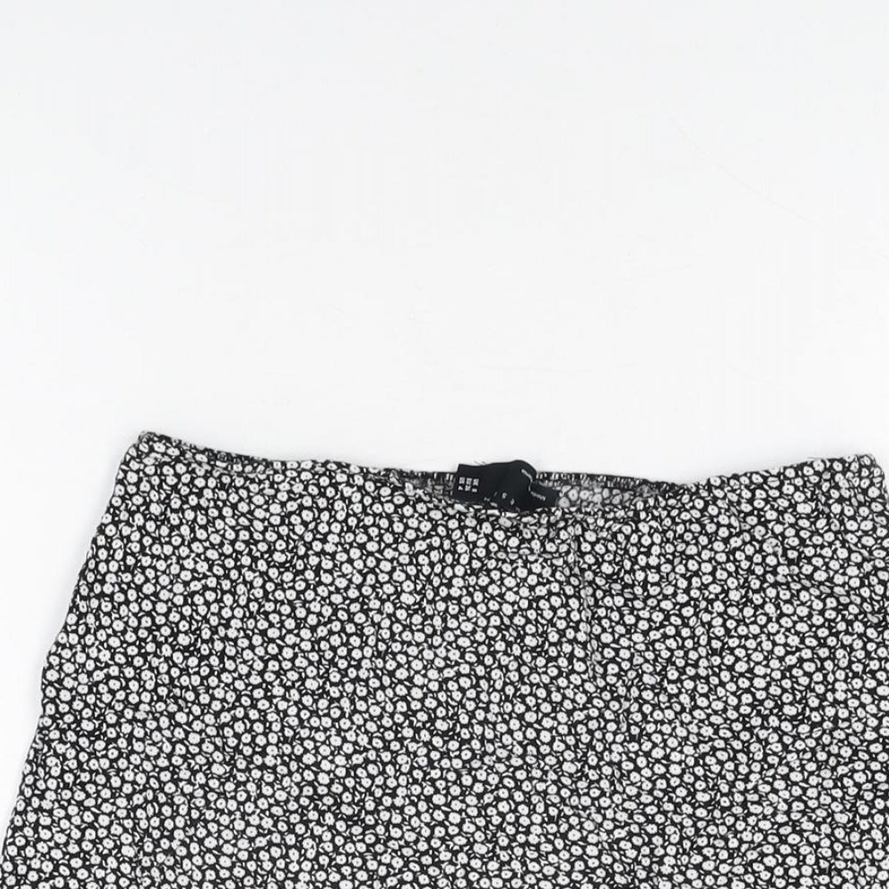 ASOS Womens Black Floral Viscose Mini Skirt Size 8