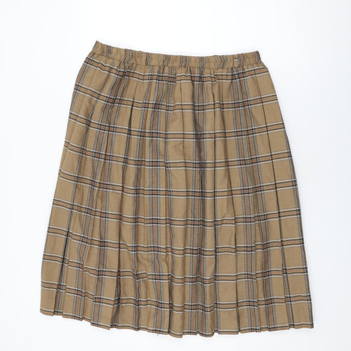 Bonmarché Womens Brown Plaid Polyester Swing Skirt Size 22