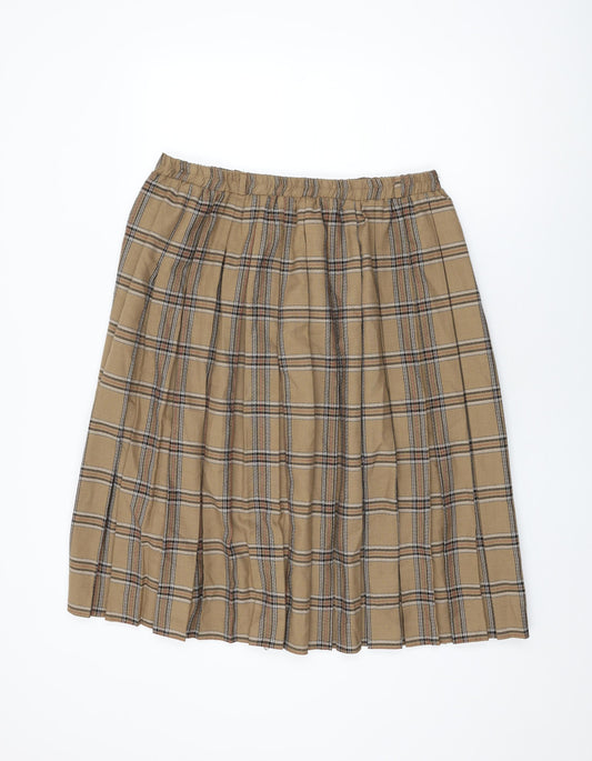 Bonmarché Womens Brown Plaid Polyester Swing Skirt Size 22