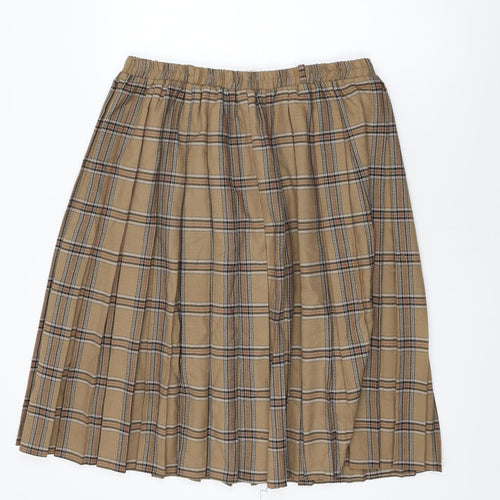 Bonmarché Womens Brown Plaid Polyester Swing Skirt Size 22