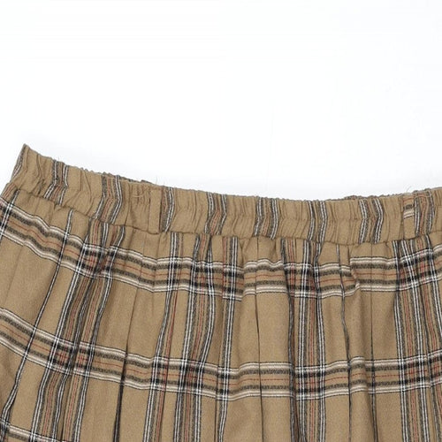 Bonmarché Womens Brown Plaid Polyester Swing Skirt Size 22