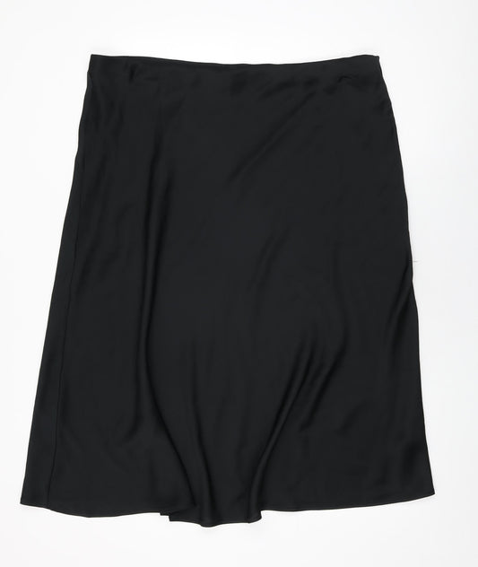 Marks and Spencer Womens Black Polyester Swing Skirt Size 22