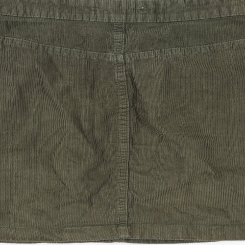 Denim & Co. Womens Green Cotton A-Line Skirt Size 14 Zip