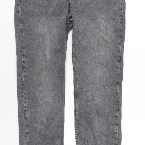 NEXT Womens Grey Cotton Straight Jeans Size 12 L30 in Regular Zip