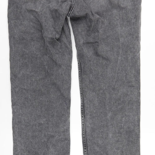 NEXT Womens Grey Cotton Straight Jeans Size 12 L30 in Regular Zip