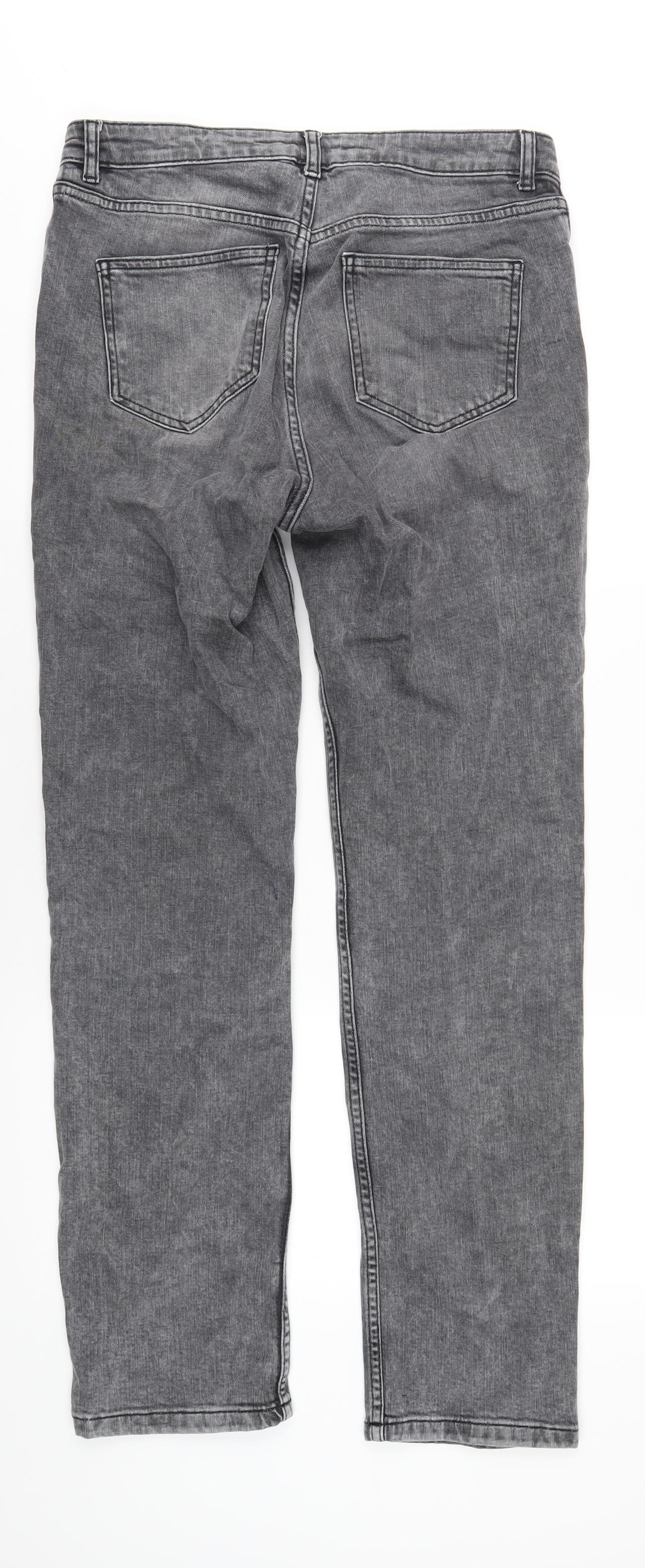 NEXT Womens Grey Cotton Straight Jeans Size 12 L30 in Regular Zip