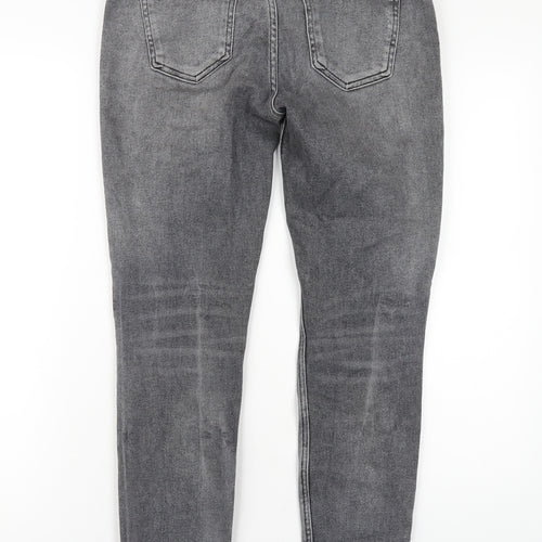 Zara Womens Grey Cotton Skinny Jeans Size 12 L28 in Regular Zip