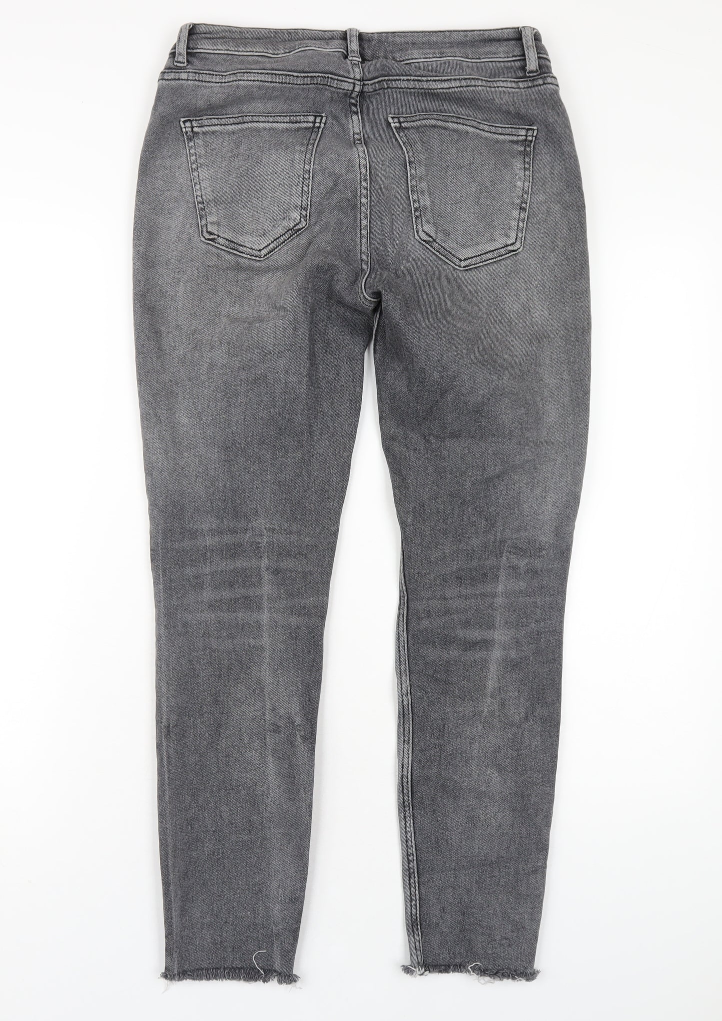 Zara Womens Grey Cotton Skinny Jeans Size 12 L28 in Regular Zip