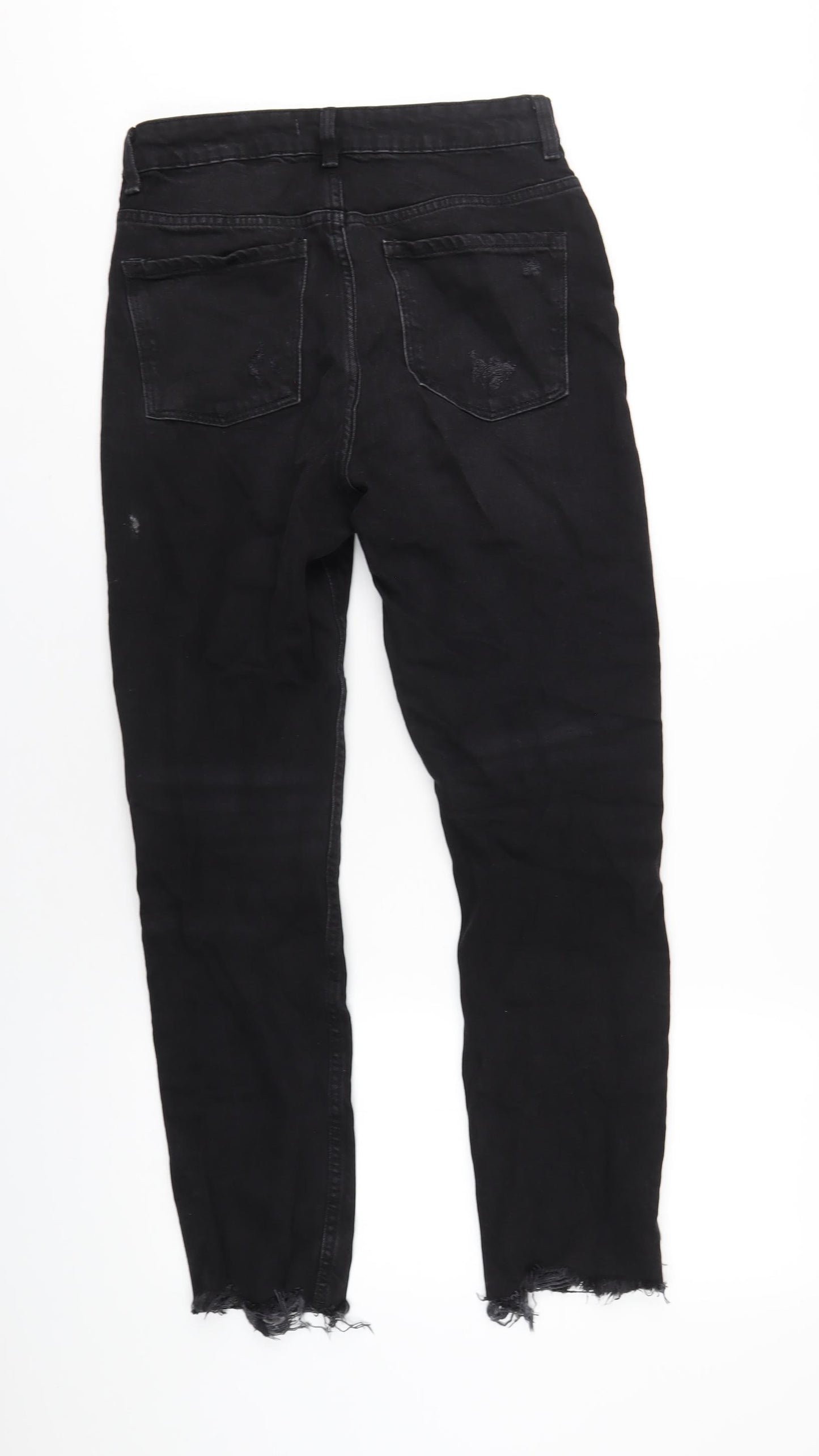 Denim & Co. Womens Black Cotton Straight Jeans Size 10 L28 in Regular Zip