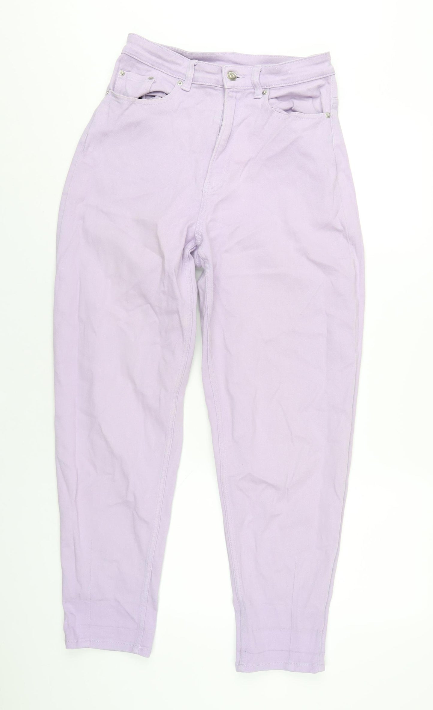 H&M Womens Purple Cotton Mom Jeans Size 10 L29 in Regular Zip