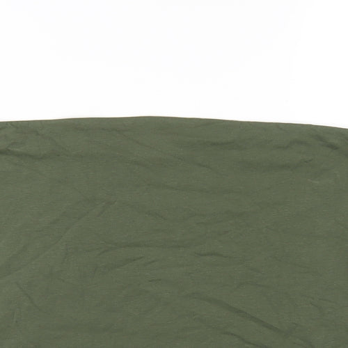 Marks and Spencer Womens Green Cotton Basic T-Shirt Size L Square Neck