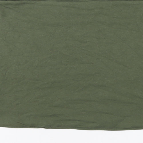 Marks and Spencer Womens Green Cotton Basic T-Shirt Size L Square Neck