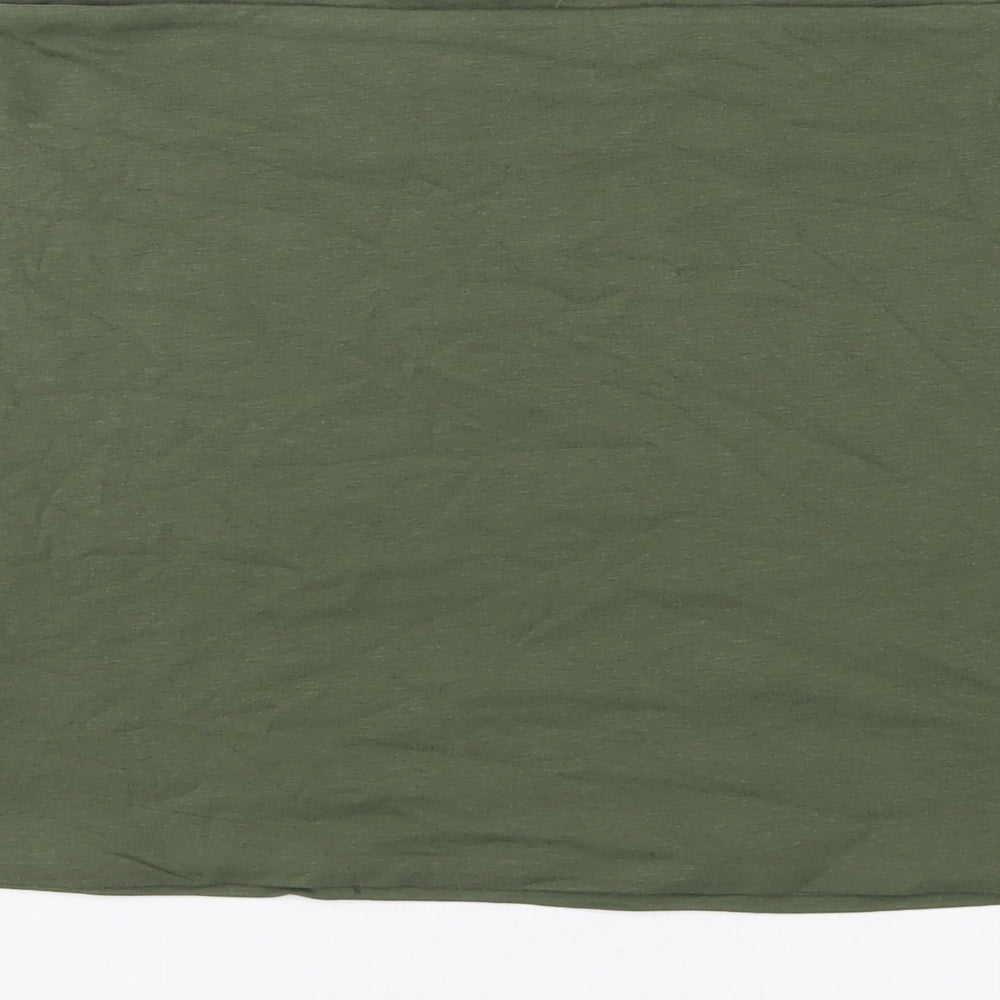 Marks and Spencer Womens Green Cotton Basic T-Shirt Size L Square Neck